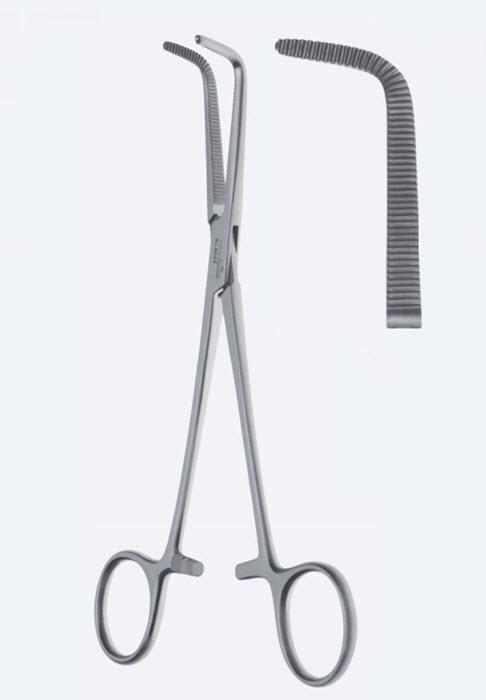 Зажими дисекційні та лігатурні, "Mixter", вигнуті, зубчасті щелепи, з кремальєрою, загальна довжина 140 мм. Бренд - Asanus Medizintechnik Gmb, Німеччина